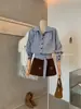 Y.JIA 2026 Colección Otoño Camisa de Manga Larga a Rayas de Diseño de Alta Gama Estilo Coreano para Mujer con Cinturón y Solapa 1768