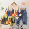 Traje casual para meninos comércio exterior Outono Novo confortável estampa total gatinho manga longa calça conjunto de duas peças fábrica atacado
