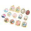 Venta Caliente Transfronteriza Pintura al Óleo Jardín de Monet Colgante de Gota de Aceite de Acero Inoxidable Collar Pendientes de Cadena de Lana Joyería DIY