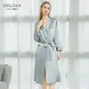 Bata pesada de seda de 19 mm para mujer, 100% seda de morera, de longitud media, adecuada para comercio transfronterizo, se puede usar fuera como ropa de casa o bata de mañana