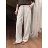 Pantalones Curvos de Lino MMC 2026 Otoño Cintura Elástica con Correa Pantalones Casuales Largos con Caída Pantalones Anchos Sueltos 22166