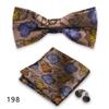 Conjunto de tres piezas de corbata y pañuelo de bolsillo para hombre, de poliéster, con estampado para banquetes, bodas, camisas, lazos y cuello con flores