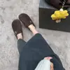 Mesmo estilo de sapatos Birkenstock que a Grape Mom para mulheres, salto oculto de 5 cm, duas versões: sapatos fofos para preguiçosos, meias-pantufas fechadas de feltro de lã