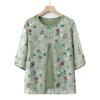 Vestido de verano para personas de mediana edad y mayores, camisa pequeña de gasa falsa de dos piezas, vestido de abuela, top para hombre mayor, ropa fina corta estilo occidental para madres.