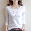 Venta al por mayor de fábrica otoño invierno camiseta blanca de manga larga para mujer camiseta básica delgada de color sólido camiseta nueva versión coreana