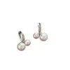 Pendientes de Perla con Forma de Corazón y Cruz de Estilo Francés Vintage, Nuevo Diseño de Nicho de Moda, Clips para Orejas de Lujo Ligero, Pendientes de Gama Alta