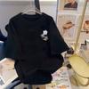 Camiseta Unisex Estilo Hong Kong Hielo Negro de Seda 2025 Top de Verano Versátil Sencillo Atuendo de Pareja Manga Corta Unisex