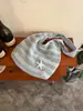 Bolso de mano de punto a rayas estilo coreano para mujer, gran capacidad, bolso de hombro tejido casual, bolso tejido estilo vacacional para el día a día