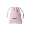Bolsa de Terciopelo Rosa con Cordón, Bolsa de Almacenamiento a Prueba de Polvo, Bolsa para Empaquetar Joyería, Personalizable con Logo