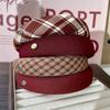 Diadema de Cuadros Rojos de Angola con Ala Ancha, Diadema de Esponja Retro de Caña Alta, Pasador, Accesorio para el Cabello de Exterior