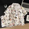 Direto da Fábrica Verão Novidades Manga Curta Algodão Nuvem Desenho Animado Pijama Roupa de Casa Pode Ser Usado Fora Fofo Gola Pequena Conjunto