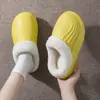 Sapatos de Algodão Cor Lisa Impermeáveis EVA Femininos 2026 Outono Inverno Novos Internos Com Pelúcia Quente Sola Macia Casal Casa Sapatos de Algodão Masculinos