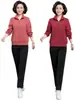 Conjunto Esportivo Feminino de Corte Reto Soltinho da Mamãe, Nova Roupa Casual Plus Size para Primavera e Outono, Jaqueta da Vovó, Uniforme para Grupo de Dança Quadrada