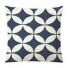 Amazon Nuevo Nórdico Azul Simple Respaldo de Cama Lino Algodón Lino Sofá Cuadrado Poliéster Lino Funda de Cojín