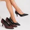 Moda Otoñal Zapatos Planos de Tacón Alto Puntiagudos Negro Mate PU Cómodos Zapatos de Trabajo con Traje Tacones Altos Profesionales para Mujer