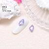 Nail de celebridade da internet Roxo cristal formato pontiagudo diamante Cor super brilhante Coração torto borboleta Vidro roxo diamante grande acessórios