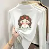Camiseta base de doble cara con forro polar para niñas, manga larga para otoño e invierno con cuello medio alto, cálida y adecuada para usar en capas