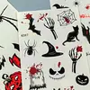 Pegatinas de Tatuaje de Halloween Maquillaje Impermeables Pegatinas Temporales Araña Murciélago Calabaza Calavera Tatuajes Oscuros de Halloween