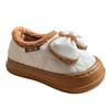 Pantufas de Algodão com Laço para Mulheres, Calcanhar Fechado, Novo Estilo Inverno 2025, Sola Grossa, Antiderrapante, Forradas com Lã, Quentes, Adequadas para Uso Externo, Sapatos de Algodão para Maternidade
