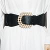 Cinturón de mujer decorativo elegante perla elástico nuevo traje negro ancho vestido cintura sello moda estilo ins cinturón