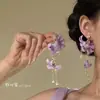 Brincos de Pétala Roxa Estilo Super Fada Passeio das Flores, um Item Popular no Xiaohongshu, Doces e Deslumbrantemente Bonitos, Brincos Elegantes