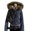 PB&ZA comercio exterior colección otoño 2025: chaqueta corta para mujer con cuello y capucha de pelo sintético, forrada de polar y engrosada, modelo MG907