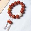 Pulsera de Cuentas de Buda Rudraksha Natural Pixiu Borla de Mano de un Solo Círculo para Hombre y Mujer Pulsera Rosario Rudraksha