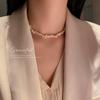 Collar de estilo sencillo de moda Dongdaemun de Corea del Sur, collar de perlas de agua dulce irregulares, collar con diseño de cadena de clavícula para mujer