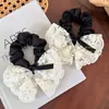 Temperamento suave por favor lo antes posible diadema de encaje con lazo cuerda para el pelo moda coreana tela blanca anillo intestinal banda de goma elástica