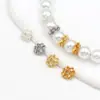 Chapado en Oro de 18K Tapa de Cuenta Flor de Trébol Hecha a Mano DIY Pulsera Collar Joyería Espaciador Accesorio C21