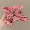 Diadema Coreana Linda de Manzana Floral con un Moño Cuadrado y Bufanda de Cuadros para Mujer