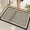 Tapete de chão para banheiro, tapete de pé de couro absorvente, secagem rápida, antiderrapante, adequado para banheiro, vaso sanitário e entrada, cor creme, e resistente a manchas