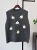 Chaleco de punto con bordado pesado de estilo suave 2026 otoño e invierno nuevo chaleco suéter sin mangas de cuello redondo en capas para mujer