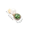 Versión coreana de horquilla verde clip de strass perla de lujo ligero clip lateral rojo en línea para mujer clip de pico de pato tocado al por mayor