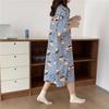 Camisola feminina de verão, manga curta, plus size, pijama fino, feminino, verão, grávida, solto, fofo, roupa de casa, comprimento médio