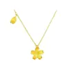 Tienda de Joyería Chapada en Oro Mismo Estilo Collar con Cadena Integrada de Flor de Cerezo para Mujer, Cadena para Clavícula de Imitación de Oro de Lujo Ligero de Alta Gama, Regalo para Mejor Amiga