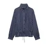 Fabricante de ropa para mujer transfronterizo al por mayor otoño 2026 nuevo estilo europeo y americano moda casual holgada camisa de rayas con cuello mao