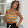 Verano Europeo y Americano Amazon Estación Independiente Transfronterizo Comercio Exterior de Mujer Sexy Sin Espalda Ombligo Sin Mangas Rayado Tubo Superior Ropa Exterior