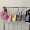Bolso tote de rayas para mujer, versión coreana, estilo ins, casual y versátil, doble cara, gran capacidad, adecuado para estudiantes y para ir al trabajo, bolso de hombro casual