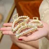 Pasador de Perlas para Mujer Clip de Lazo Estilo Coreano Pinza de Tiburón para la Parte Trasera de la Cabeza Accesorios Metálicos Grandes y Simples para el Cabello