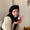 Estilo Coreano Doce Renda Oca Respirável Boina Verão Fina Respirável Versátil Moda Chapéu de Pintor Botão Tendência