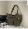 Bolsa de Ombro Feminina Casual Estilo Coreano de Veludo Cotelê Nova Moda Bolsa de Ombro Feminina Bolsa Tote Grande Capacidade Literária Ins