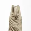 Comercio Exterior Ropa de Mujer 2026 Primavera Nuevo Estilo Europeo y Americano Ajustado Satén Cuello Halter Espalda Descubierta Vestido 1323758 Poliéster