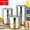 Aço inoxidável 304 lixado isolamento de camada dupla cesta isolamento caixa de almoço multiuso cesta de alimentos caixa de almoço isolamento grade de alimentos