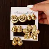 Joyería de Oreja de Venta Caliente Transfronteriza Europea y Americana Metal Geométrico Flor de Amor Set de Pendientes para Mujer Accesorios de Pendientes de Gama Alta