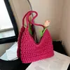 Bolso Tejido Casual Estilo Coreano para Mujer, Nuevo Versátil Verano 2026 Bolso de Playa para Vacaciones, Bolso de Hombro, Bolso Cruzado