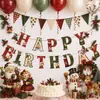 Bandeirola de Puxar Vintage de Natal Aniversário Banner de Letras para Festa Decoração Espiral Pendurada Decorações para Topo de Bolo