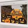 Lámpara de Calabaza de Halloween Decoración Estática Centro Comercial de Comercio Electrónico Pegatina para Ventana de Vidrio Pegatina para Puerta Pegatina Decorativa para Ambiente Festivo