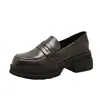 Mocasines de plataforma de tacón alto, zapatos de vestir sencillos para mujer, nueva colección de otoño estilo coreano, estilo preppy, zapatos JK británicos, que aumentan la altura