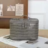 Bolso de Maquillaje Nuevo de Cuero Genuino para Mujer, Gran Capacidad, Bolso de Mano tipo Clutch de Piel de Cocodrilo, Estuche de Maquillaje de Moda, Bolso de Mano con Múltiples Compartimentos